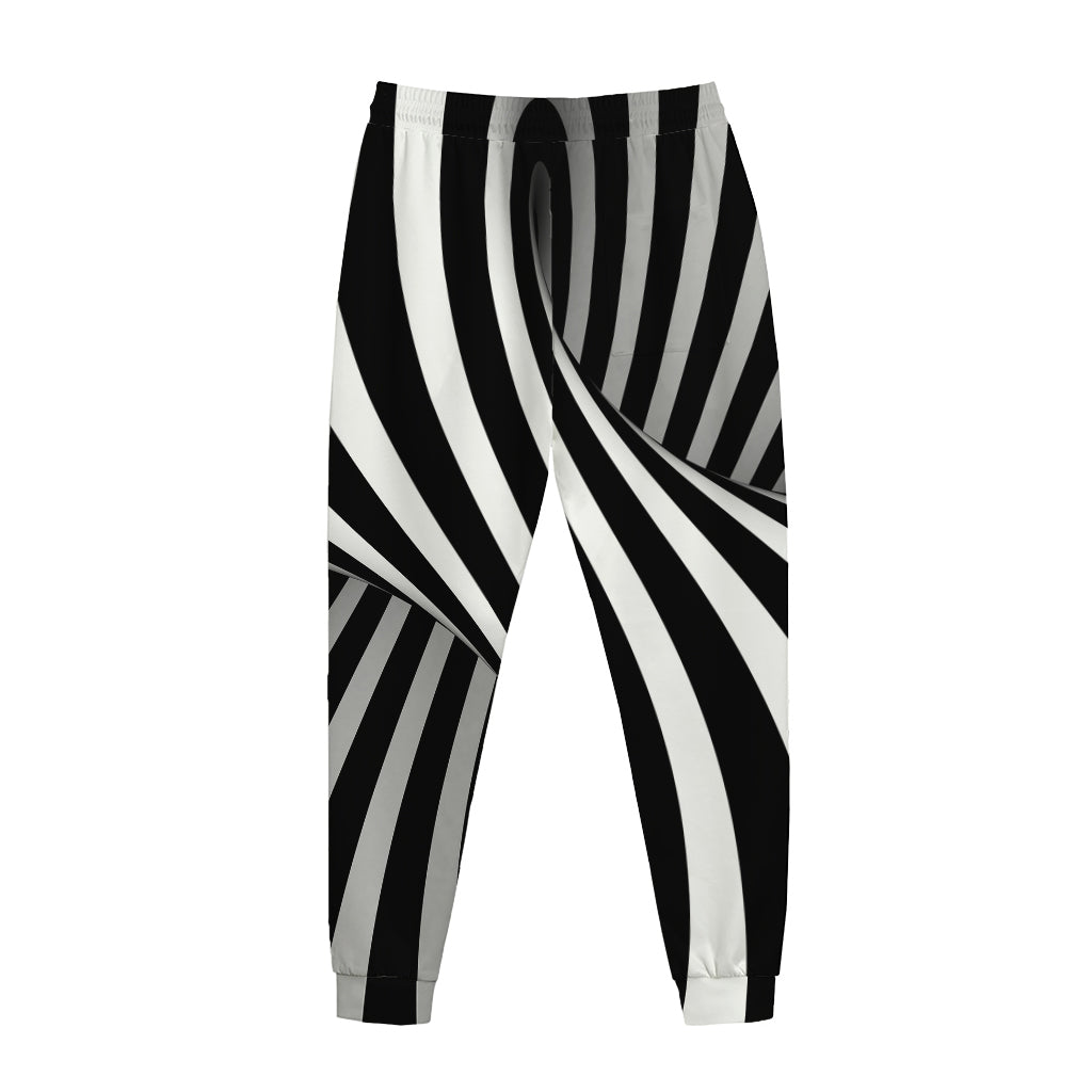 Black And White Twist Illusion Print Jogger Pants