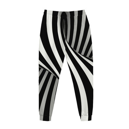Black And White Twist Illusion Print Jogger Pants