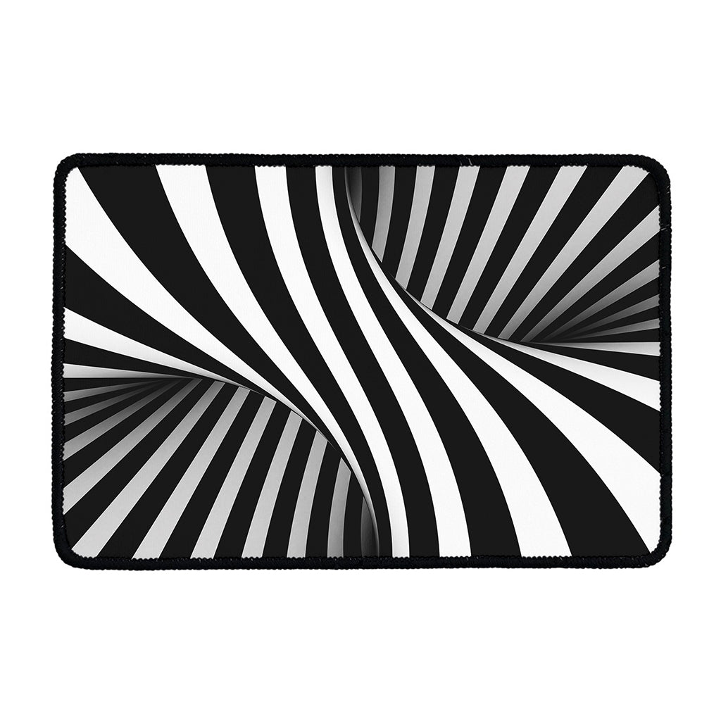 Black And White Twist Illusion Print Kitchen Mat