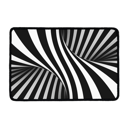 Black And White Twist Illusion Print Kitchen Mat