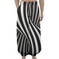 Black And White Twist Illusion Print Lantern Pants