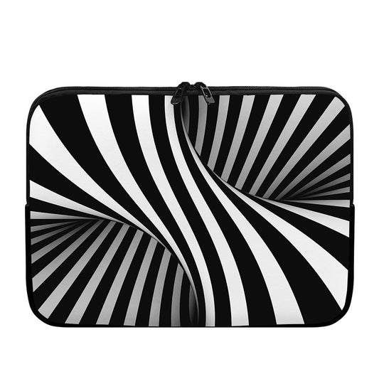 Black And White Twist Illusion Print Laptop Sleeve