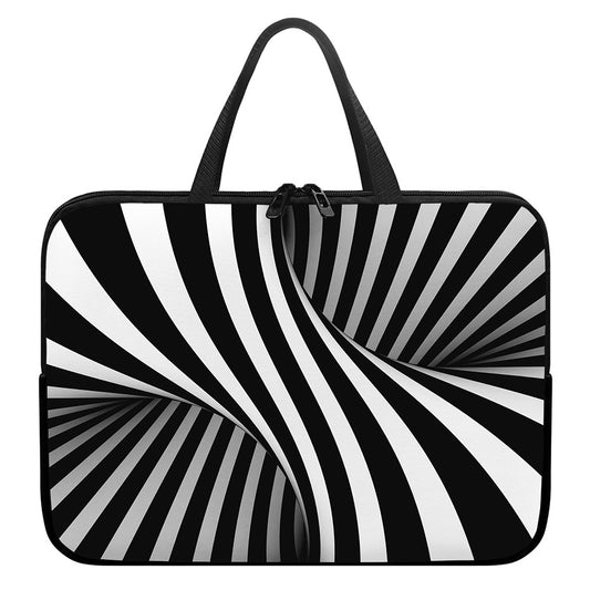 Black And White Twist Illusion Print Laptop Sleeve With Handle