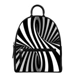 Black And White Twist Illusion Print Leather Backpack