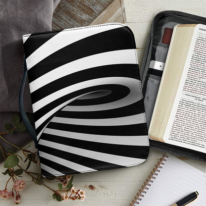 Black And White Twist Illusion Print Leather Bible Cover