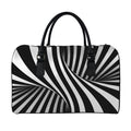 Black And White Twist Illusion Print Leather Duffel Bag