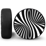 Black And White Twist Illusion Print Leather Spare Tire Cover