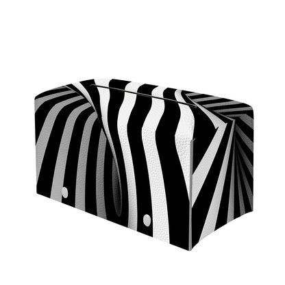 Black And White Twist Illusion Print Leather Tissue Box Cover