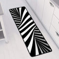 Black And White Twist Illusion Print Long Kitchen Mat