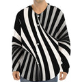 Black And White Twist Illusion Print Long Sleeve Baseball Jersey