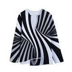 Black And White Twist Illusion Print Long Sleeve Short Coat