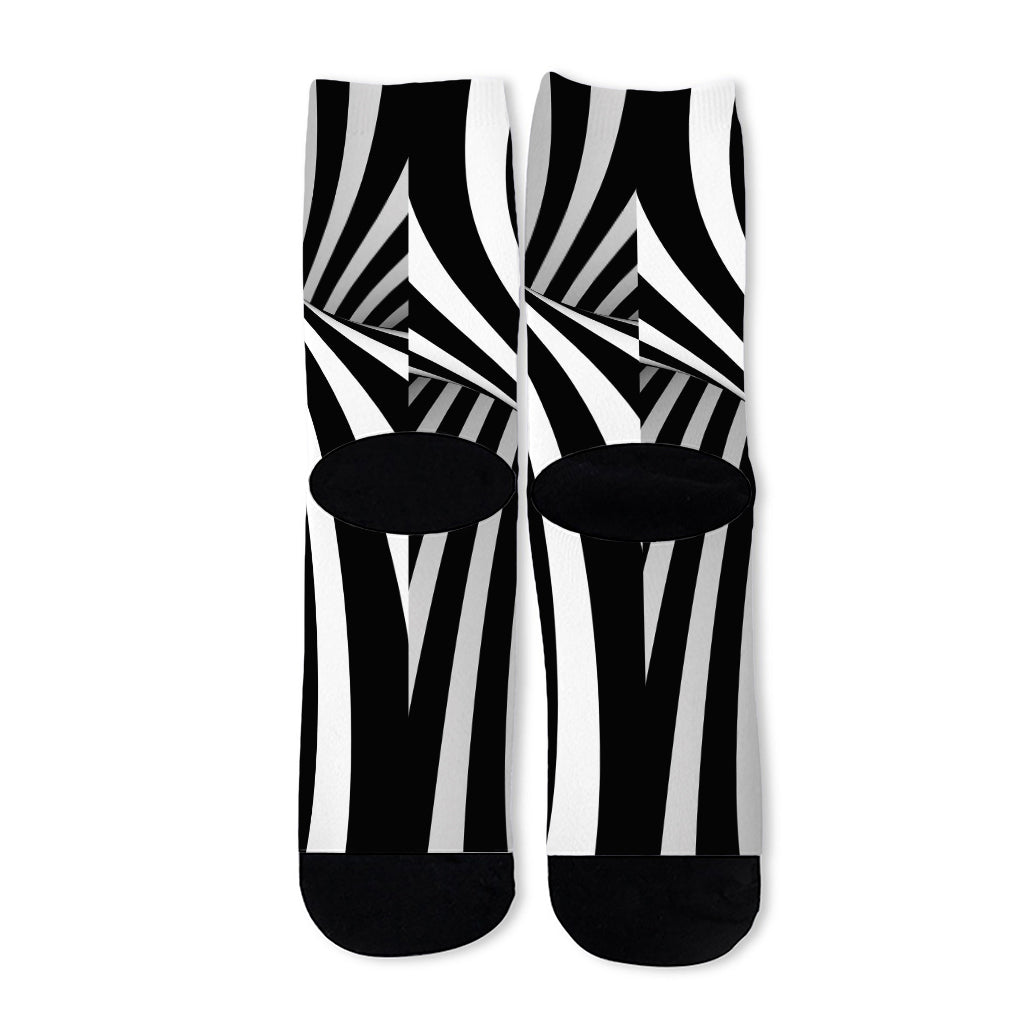 Black And White Twist Illusion Print Long Socks
