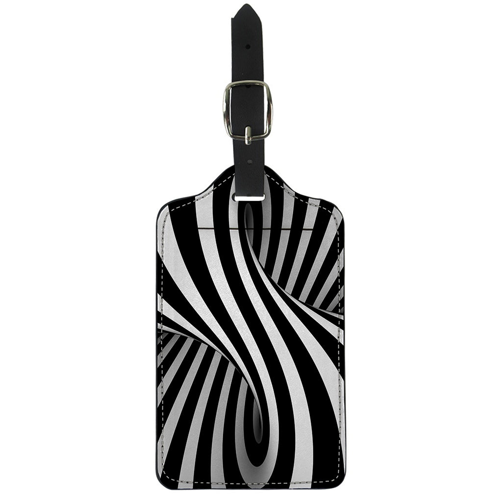 Black And White Twist Illusion Print Luggage Tag