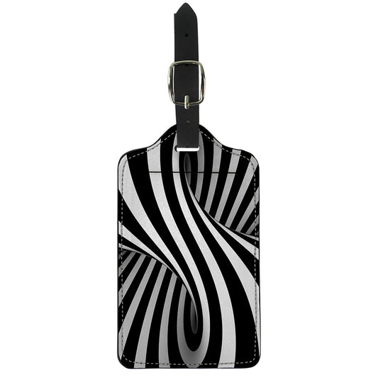 Black And White Twist Illusion Print Luggage Tag