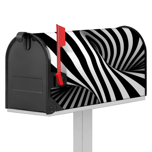 Black And White Twist Illusion Print Mailbox Cover