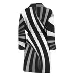 Black And White Twist Illusion Print Men's Bathrobe