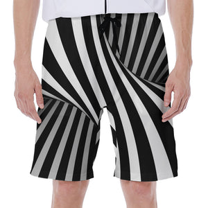 Black And White Twist Illusion Print Men's Beach Shorts