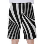 Black And White Twist Illusion Print Men's Beach Shorts