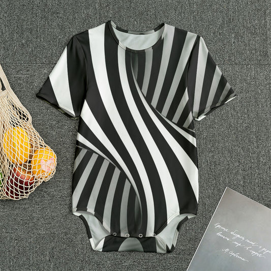 Black And White Twist Illusion Print Men's Bodysuit