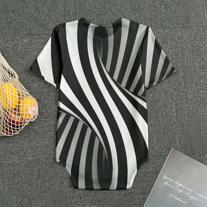 Black And White Twist Illusion Print Men's Bodysuit