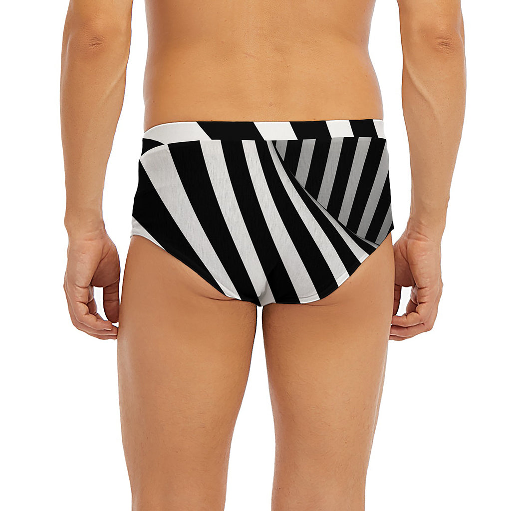 Black And White Twist Illusion Print Men's Briefs