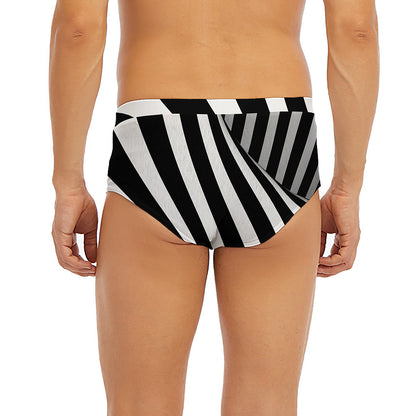Black And White Twist Illusion Print Men's Briefs