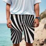 Black And White Twist Illusion Print Men's Cargo Shorts