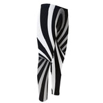 Black And White Twist Illusion Print Men's Compression Pants