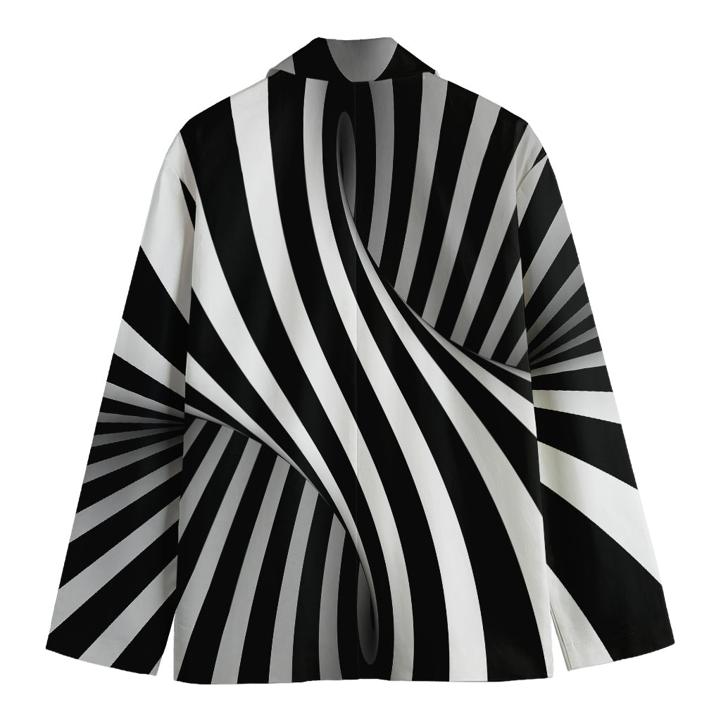 Black And White Twist Illusion Print Men's Cotton Blazer