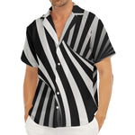Black And White Twist Illusion Print Men's Deep V-Neck Shirt