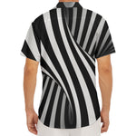 Black And White Twist Illusion Print Men's Deep V-Neck Shirt
