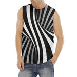 Black And White Twist Illusion Print Men's Fitness Tank Top