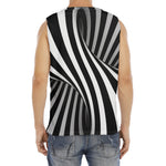 Black And White Twist Illusion Print Men's Fitness Tank Top