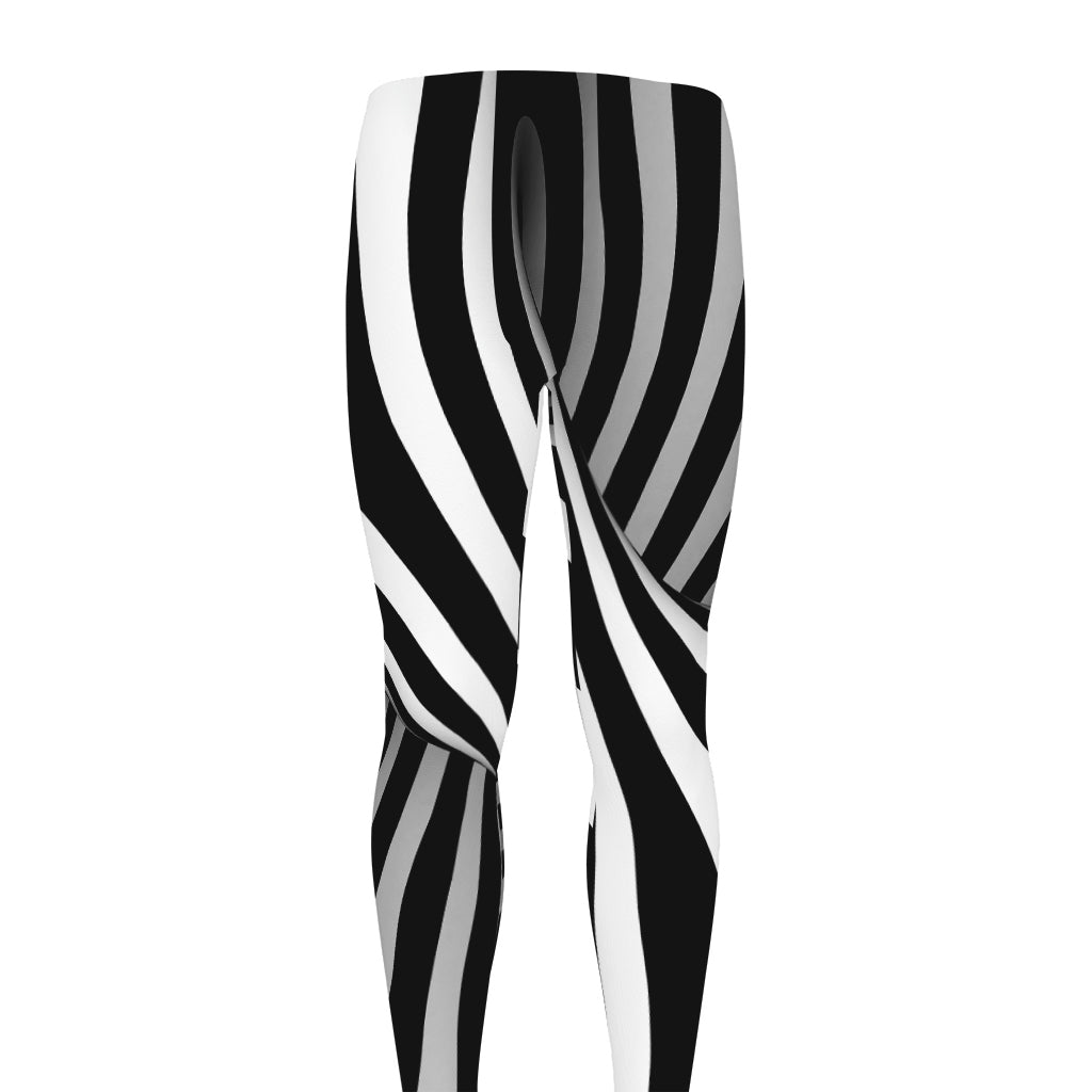 Black And White Twist Illusion Print Men's leggings