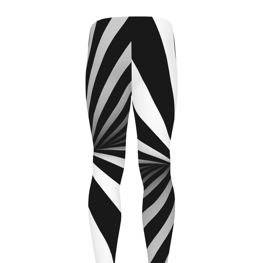 Black And White Twist Illusion Print Men's leggings