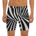 Black And White Twist Illusion Print Men's Long Boxer Briefs