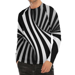 Black And White Twist Illusion Print Men's Long Sleeve Rash Guard