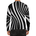 Black And White Twist Illusion Print Men's Long Sleeve Rash Guard