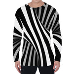 Black And White Twist Illusion Print Men's Long Sleeve T-Shirt