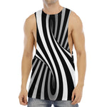 Black And White Twist Illusion Print Men's Muscle Tank Top
