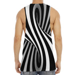 Black And White Twist Illusion Print Men's Muscle Tank Top