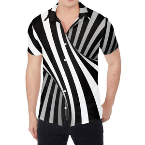 Black And White Twist Illusion Print Men's Shirt