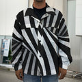 Black And White Twist Illusion Print Men's Shirt Jacket