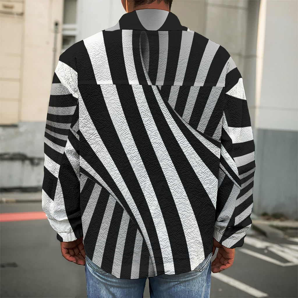 Black And White Twist Illusion Print Men's Shirt Jacket