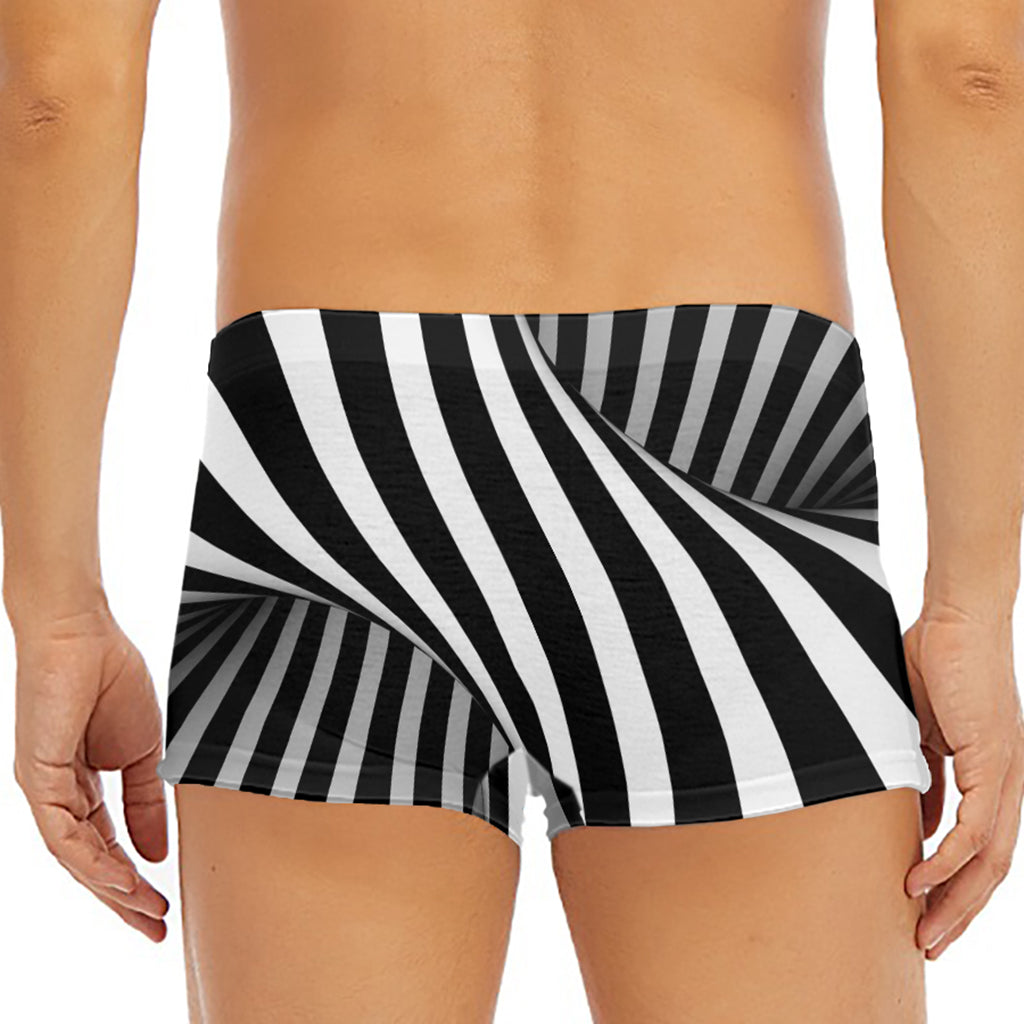 Black And White Twist Illusion Print Men's Short Boxer Briefs