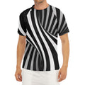 Black And White Twist Illusion Print Men's Short Sleeve Rash Guard