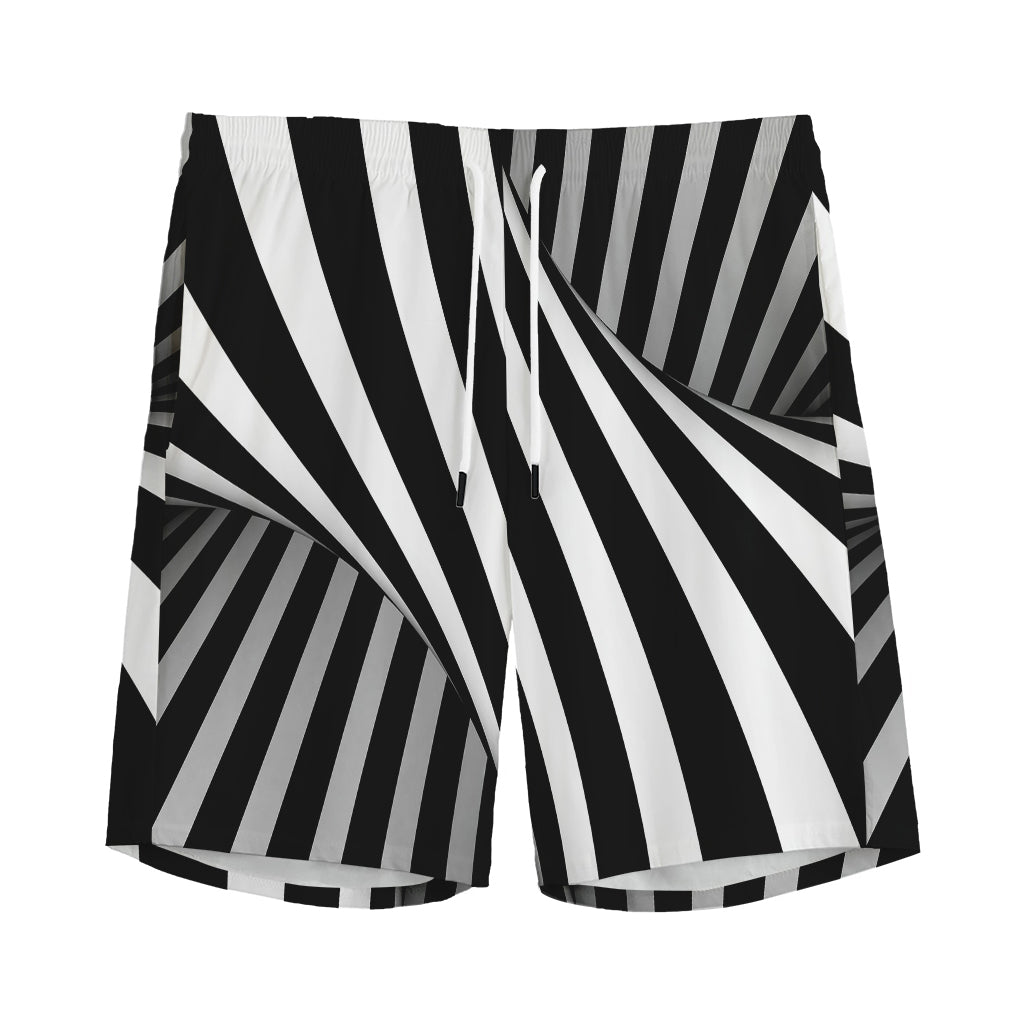 Black And White Twist Illusion Print Men's Sports Shorts