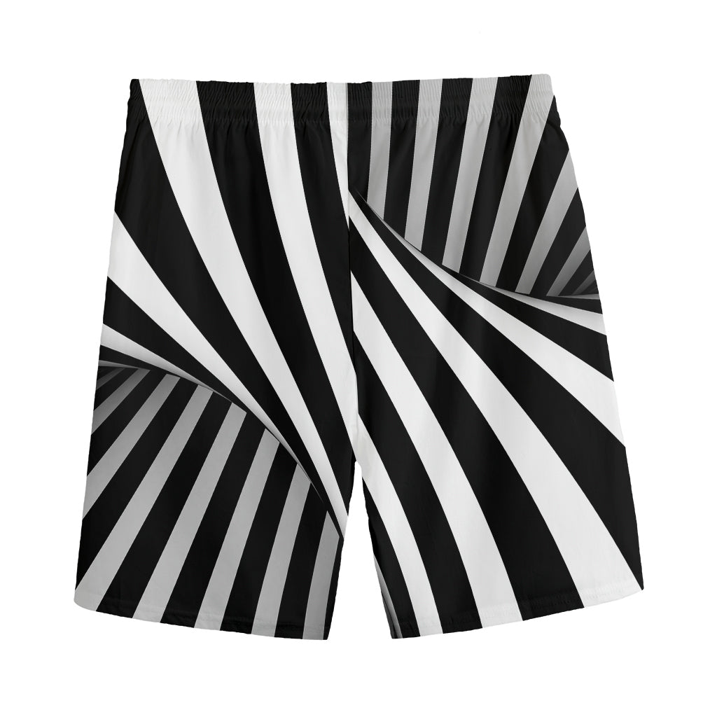 Black And White Twist Illusion Print Men's Sports Shorts