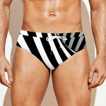 Black And White Twist Illusion Print Men's Swim Briefs