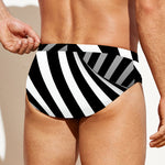 Black And White Twist Illusion Print Men's Swim Briefs